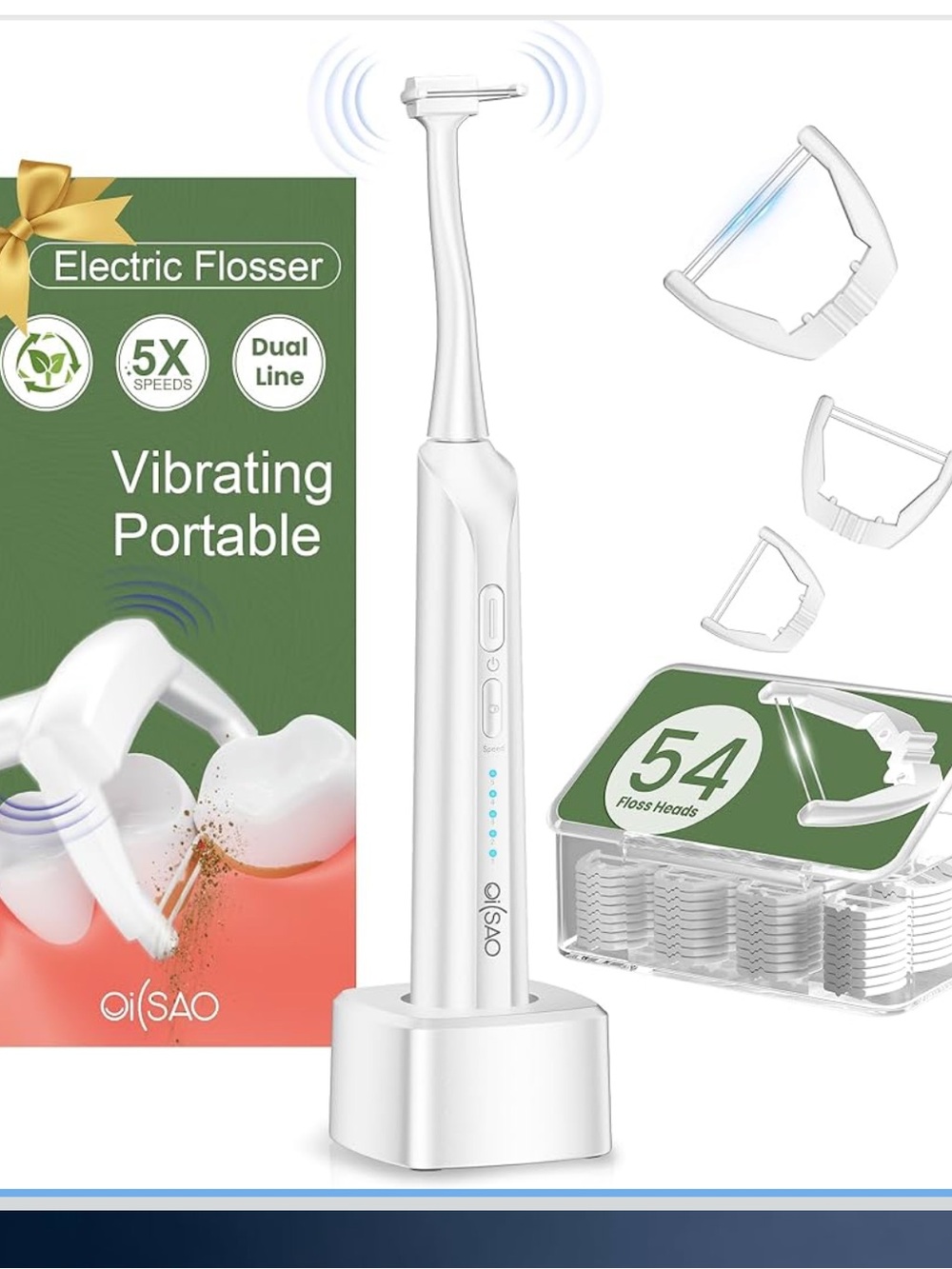 Electric Flosser (Dual Line & Gentle), Power Flosser Starter Kit with 54 Refill